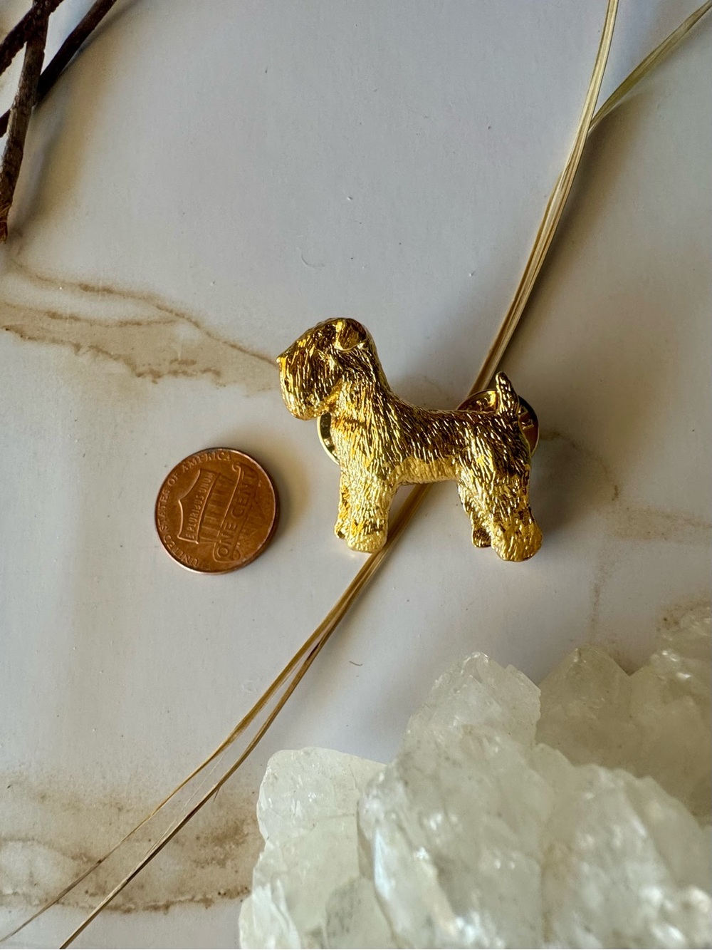 24k Gold Plated SCWT Soft Coated Wheaten Terrier Dog Brooch Pin - Women Jewelry
